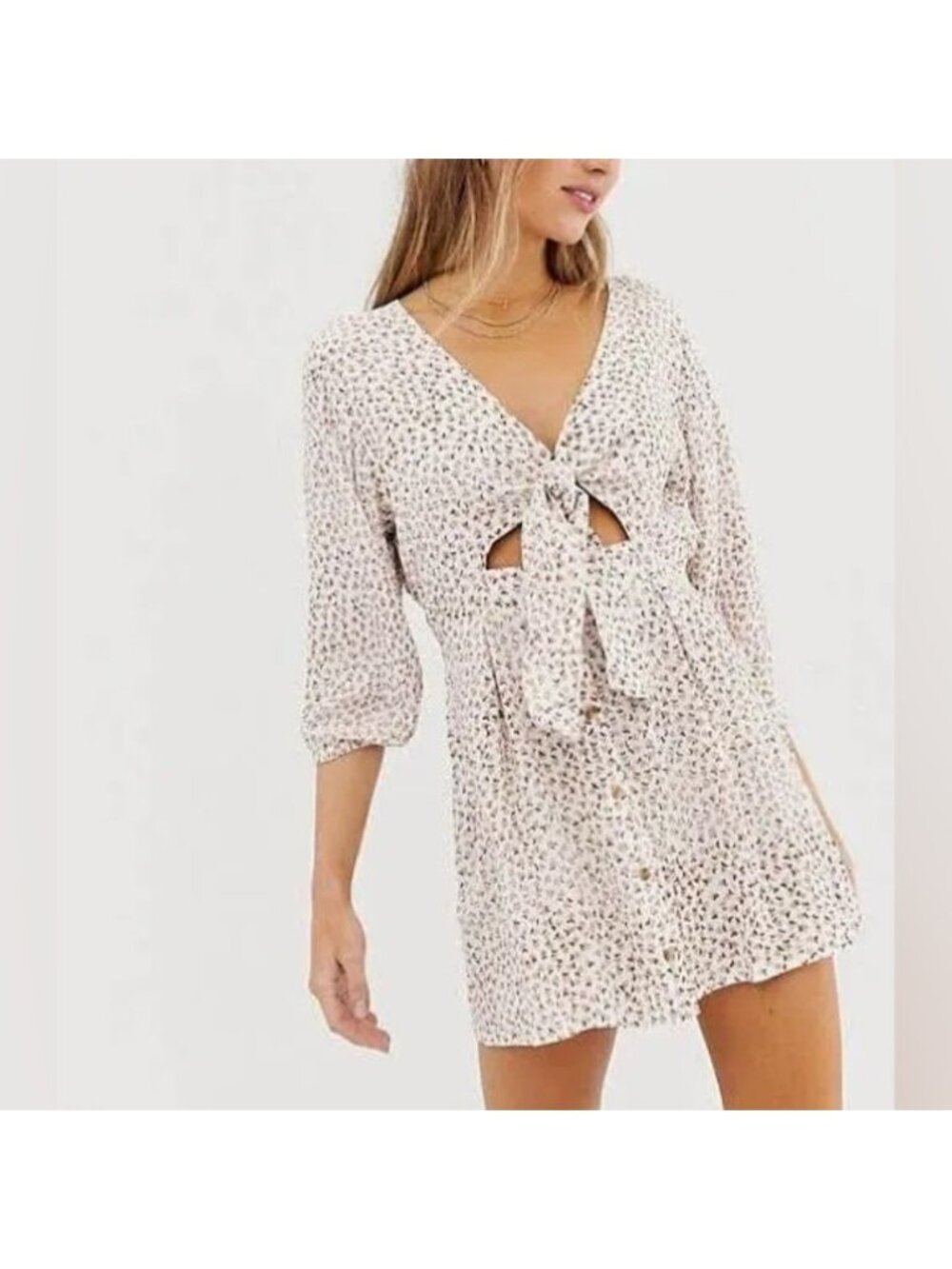 Faithfull The Brand Trinidad Floral Print cut out summer Dress 8
